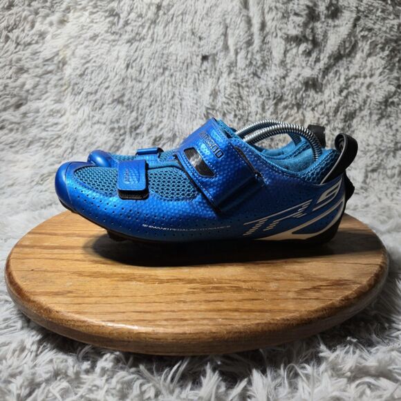 Shimano SH-TR9 Men Size 8 EU Blue 41.5 Triathlon Carbon Cycling 3 Bolt Road Shoe - Picture 10 of 10